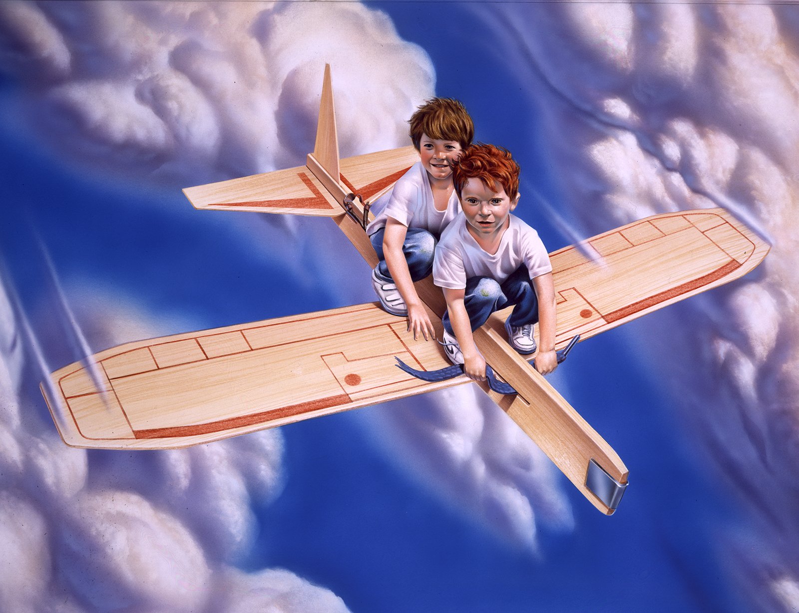 Boys on a plane  (Complete Painting)